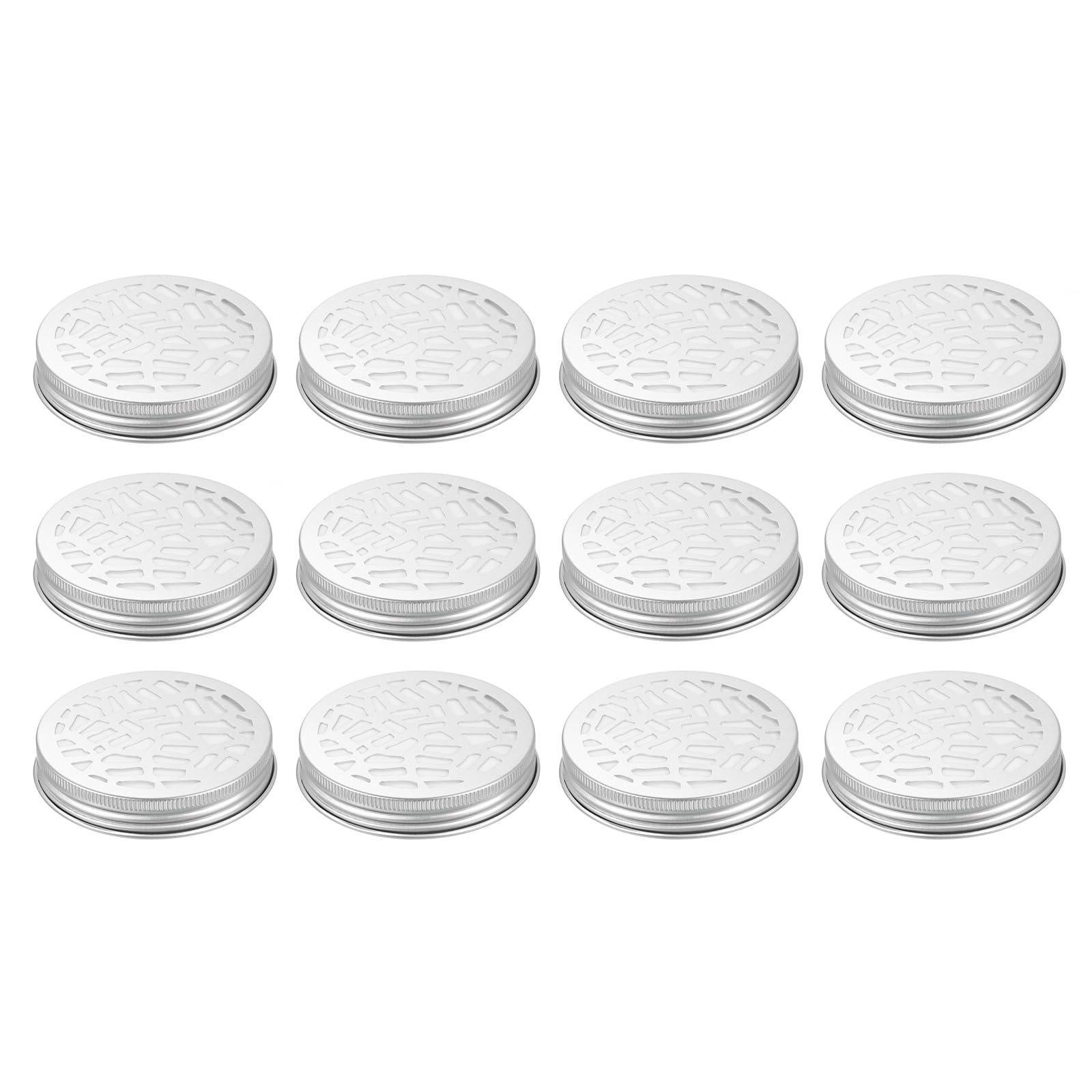 sourcing map 12pcs Aluminium Hollow Jar Lids 68mm Replacement Mason Jar Insert Lids Air Freshener Hollow Lids Reusable Wide Mouth Canning Covers with Mesh Hole for Home Office