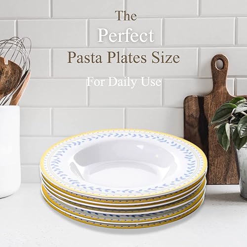 Miniatura 2 de Braque Platos de cerámica para pasta de 10 onzas, 8.5 pulgadas, juego de 6 unidades, para ensalada, platos llanos, aptos para microondas, horno y