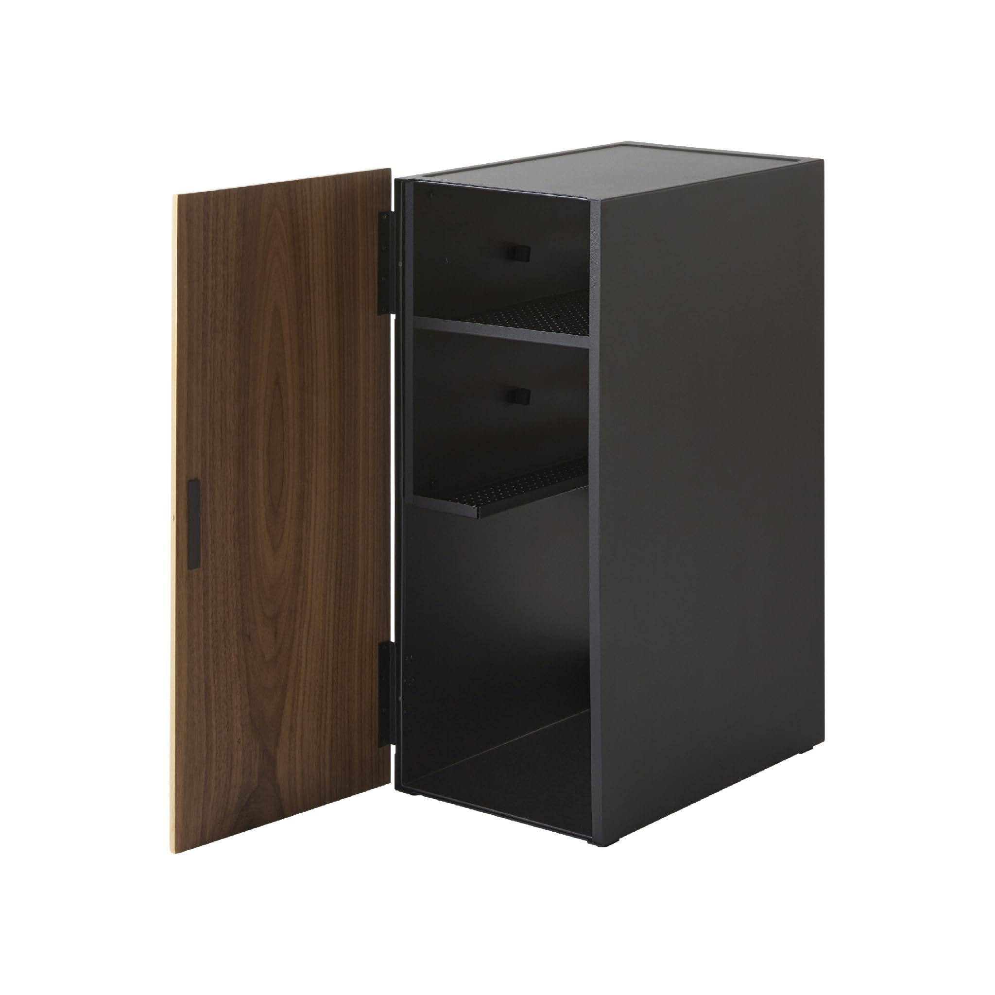 YAMAZAKI 2110 Tower Game Console Organizer, Black, Steel/Wood/Magnet/Silicone, 24.7 x 36.5 x 60.3 cm