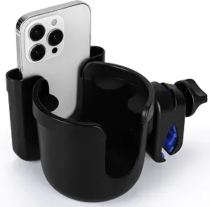 Accmor Wheelchair Cup Holder with Phone Holder, Universal 360° Rotatable Walker Cup Holder Rollator Scooter Accessory