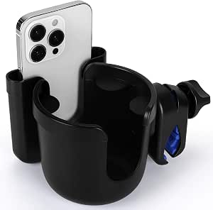 Accmor Wheelchair Cup Holder with Phone Holder, Universal 360° Rotatable Walker Cup Holder Rollator Scooter Accessory