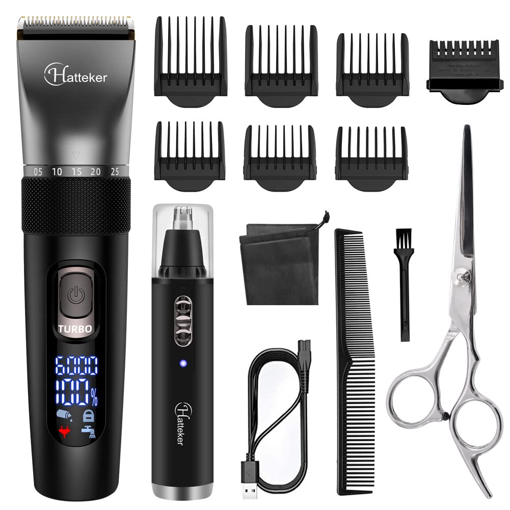 Hatteker Haarschneidemaschine Profi Haarschneider Herren Haartrimmer Bartschneider Barttrimmer Präzisionstrimmer Nasenhaarschneider Langhaarschneider Wasserdicht
