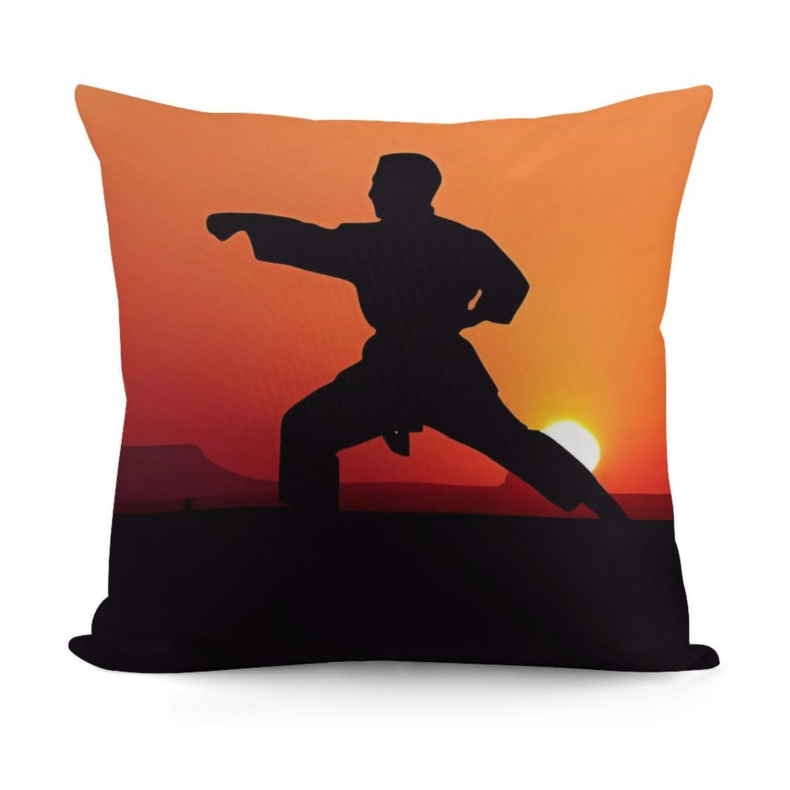 FekiLoot Karate Plush Cushion Covers, Double-Sided Throw Pillow Covers with Invisible Zipper, Comfortable Soft Square Cushion Cases for Sofa Bedroom Living Room 18x18 Inch (45x45cm)