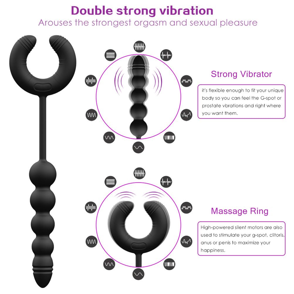 Anello Spermatico Unisex con Chiusura A Perlina con 3 Motori E modalità 10X10, Massaggiatore Prostatico Vibratore Punto G, Stimolatore Vaginale Clitoride Giocattolo del Sesso per Adulti