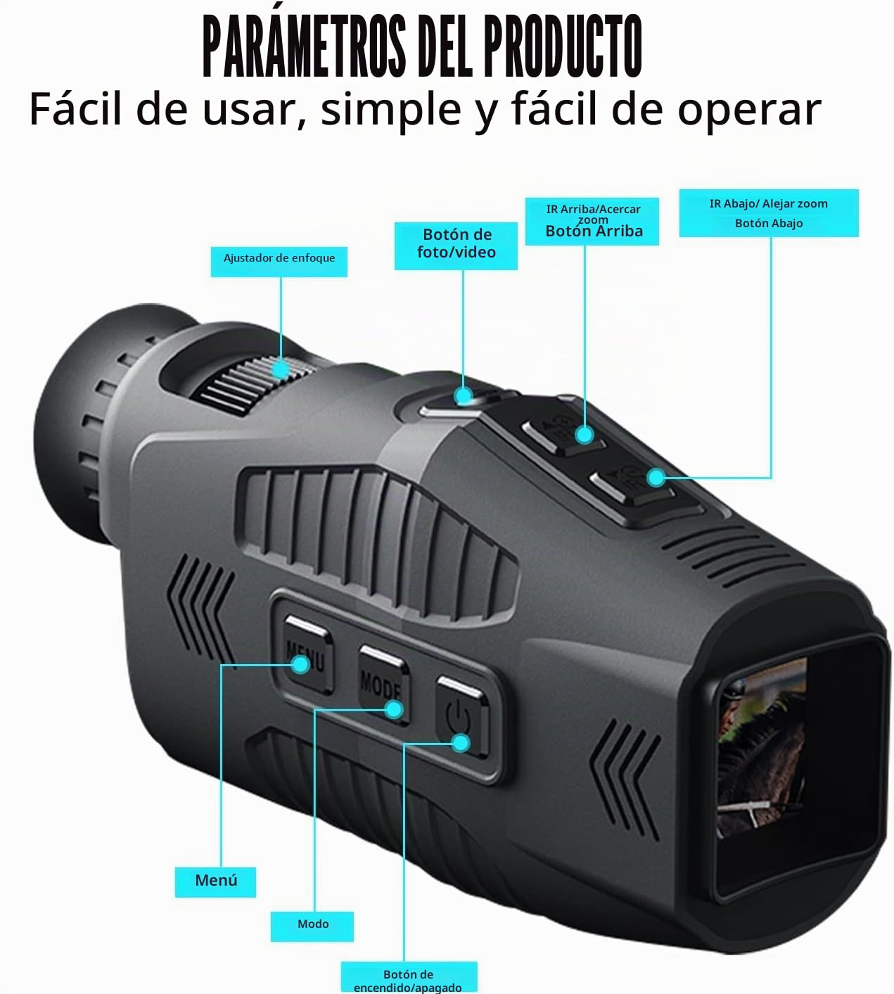 KinZon - Gafas de visión nocturna, monocular digital infrarrojo 1080p, tarjeta SD 64G incluida, zoom digital 5X, distancia de visión 300 m, fotos y vídeos