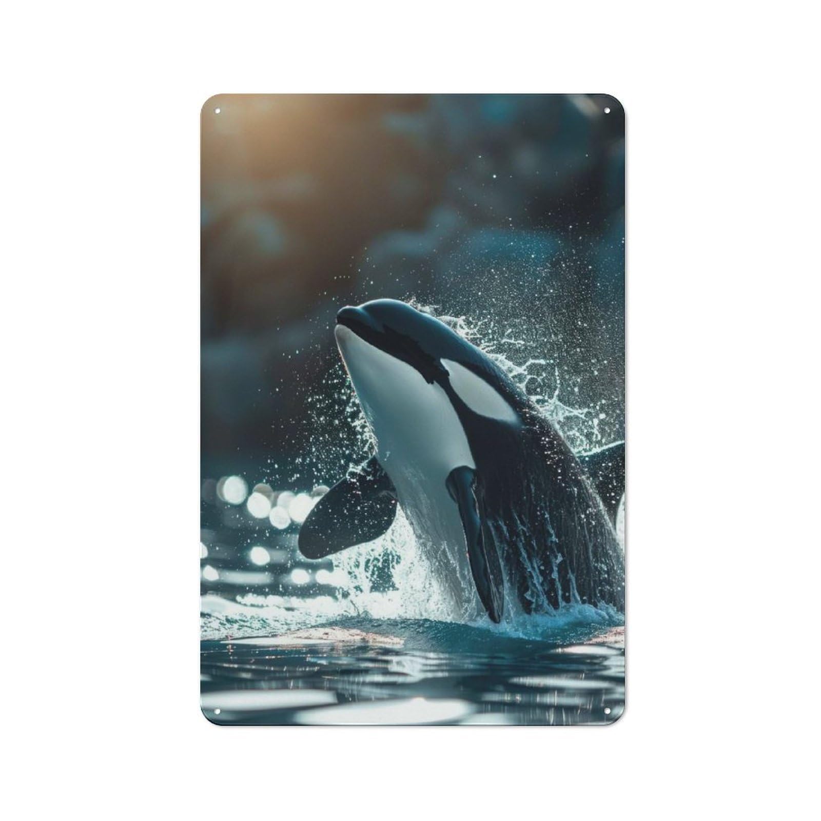 Junmoney Orca Whale Killer 30X20cm Retro Printed Metal Sign With For Workshop Wall, For Vintage Wall Decor Fans, For Themed Room Decoration