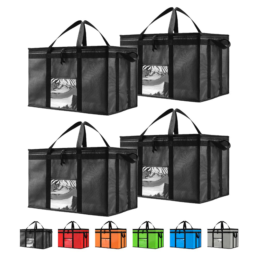 NZ home Insulated Bags for Food Delivery (3XL) Grocery Shopping Cooler Bag, Pizza Delivery, Hot & Cold Catering Tote, Reusable, Foldable & Heavy Duty
