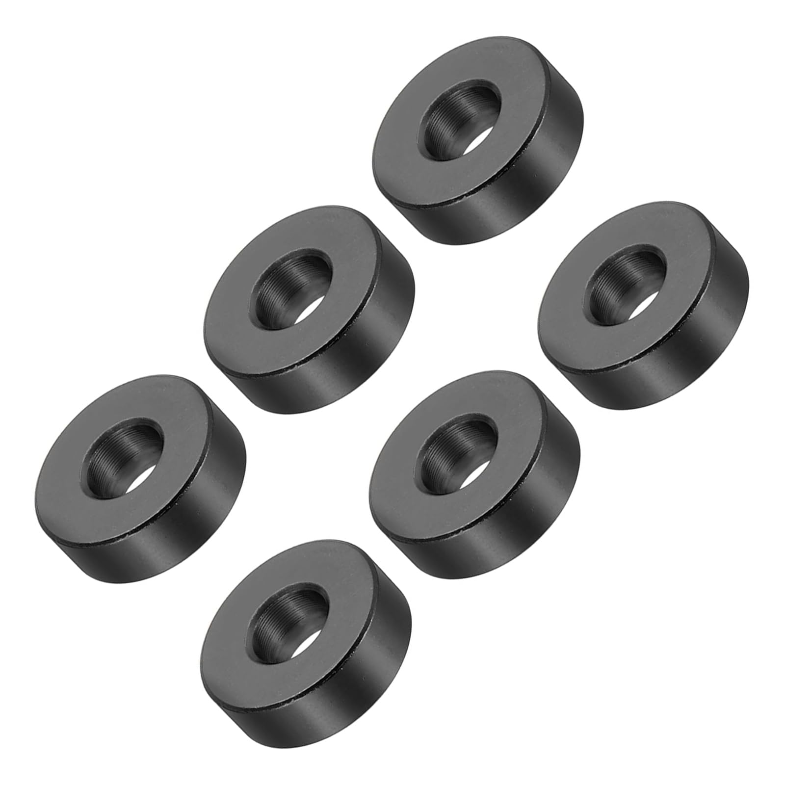 Unifizz M6 Black Aluminium Spacers, 6Pcs Round Metal Spacer Tubes 6.2mm ID x 15mm OD x 5mm Length Unthreaded Aluminium Standoff for M6 Screw Bolt Assemblies — image 1
