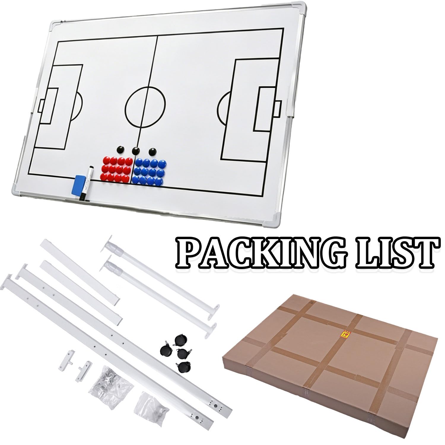 Pizarra blanca de doble cara para entrenadores, pizarra blanca con ruedas y bandeja de almacenamiento móvil, ruedas giratorias de 360° con bloqueo, para entrenamiento táctico a largo plazo. Football