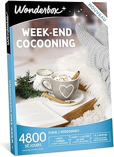 Wonderbox - Coffret Cadeau - Week-End cocooning - 4800 Séjours Pour 2 personnes : Dîner, Petit Déjeuner, Accès au Spa - Idée Cadeau Couple Femme Homme Relaxation Bien-Etre