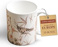 Vista 24 de Maison d' Hermine Taza de café con asas, tazas de porcelana fina de hueso, paquete de una taza de té para bebidas calientes, capuchino latte