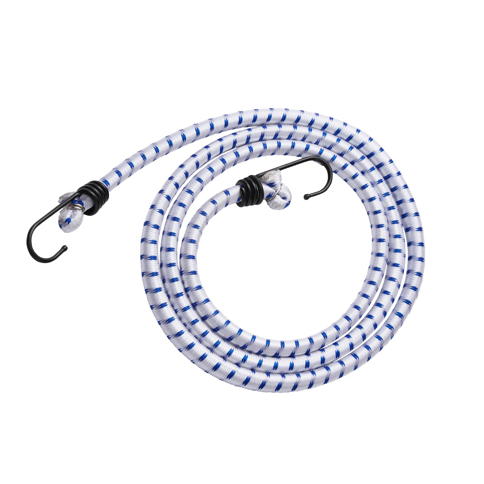 VEVOR Tendeur Élastique, Lot de 6, Cordes Élastiques Robustes, Diamètre 12 mm, Longueur 1,8 m, avec Crochets J Acier, Corde de Fixation Extensible pour Camping, Bâches, Moto, Camion, Tente, Blanc Bleu