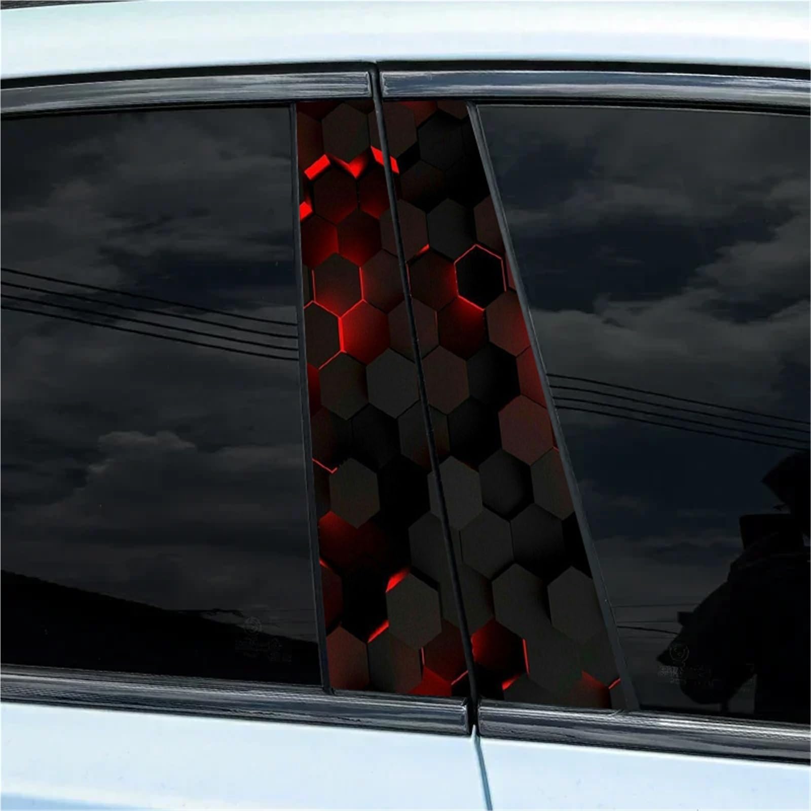 3D Honeycomb Car Decal Car B-Pillar Waterproof Decal Car DIY Car Door Post Decal Covered with Scratch Decal(A-328 style3)