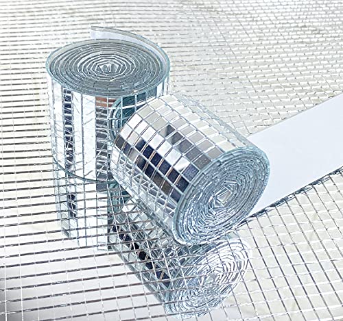 MESOAR 2 Rolls Silver Mirror Mosaic Tiles DIY Self-Adhesive Craft Mirrors Mosaic Tiles Mini Glass Sticker,5mm by 5mm,3200pcs