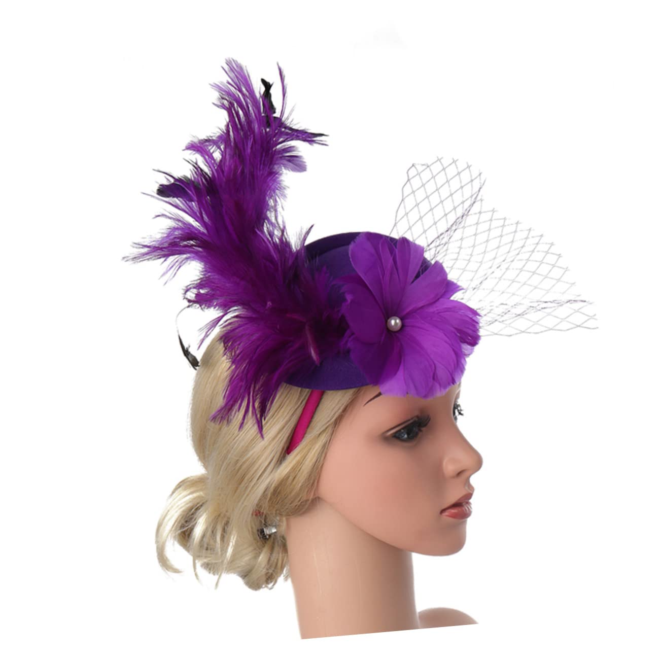 SHERCHPRY 1 sombrero de niña de flores para boda, novia, mini sombrero de copa para mujer, mini sombrero con clip para el cabello
