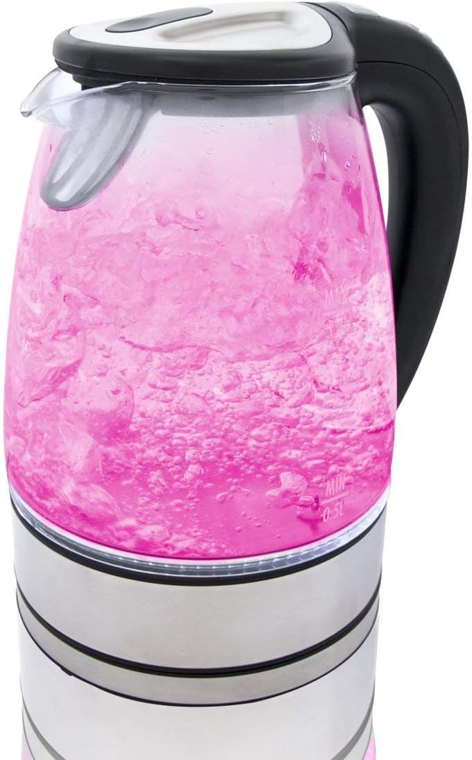 Glass Cordless Kettle Multi-Colour LED Variable Temperature Control 1.7L 2000W