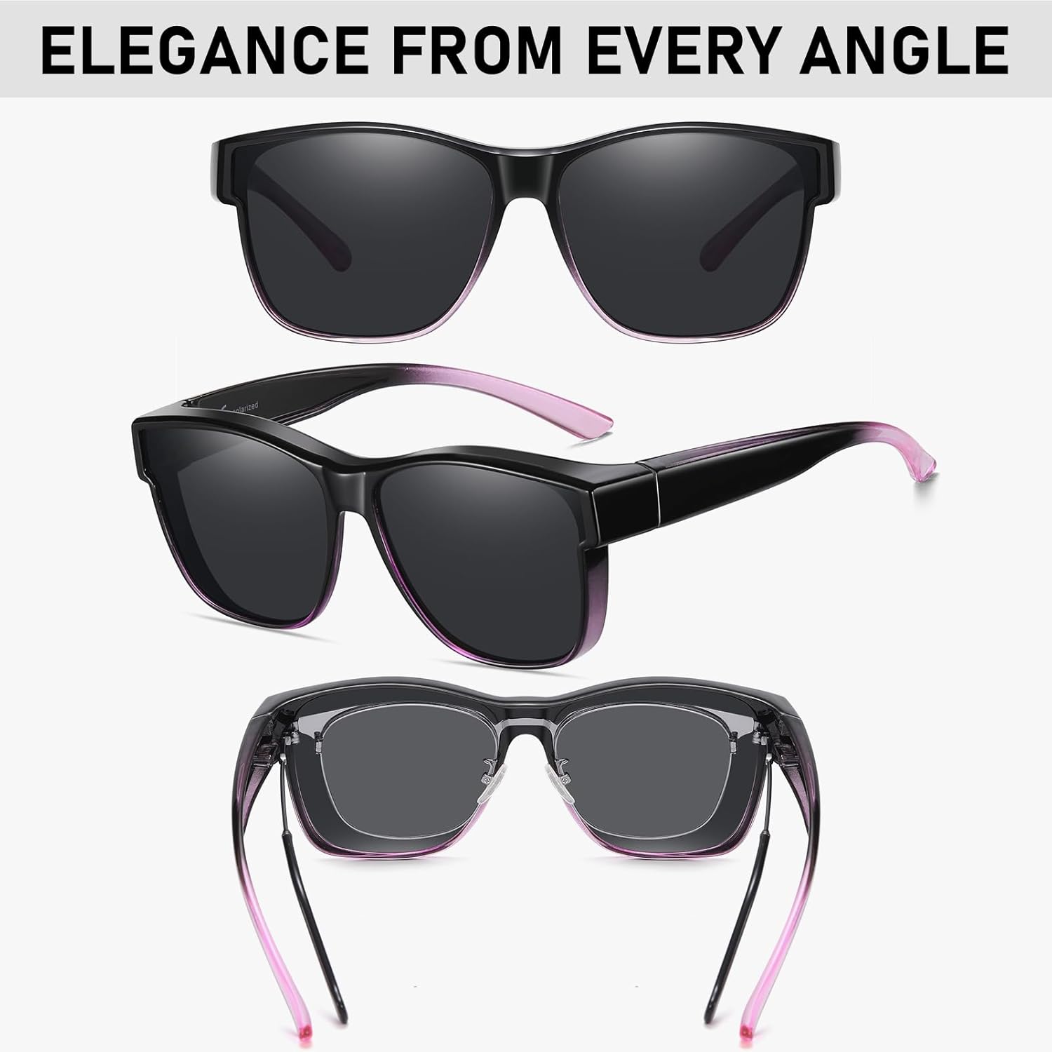 GEGURI Polarized Sunglasses Fit Over Glasses for Men Women, Oversized Square Sun Glasses UV400 Protection Shades - Image 5