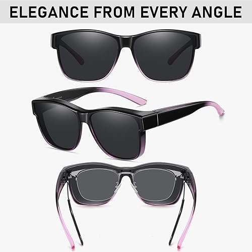 Miniatura 5 de GEGURI - Gafas de sol polarizadas que se ajustan a otras gafas para hombre y mujer, gafas de sol cuadradas de gran tamaño con protección UV400