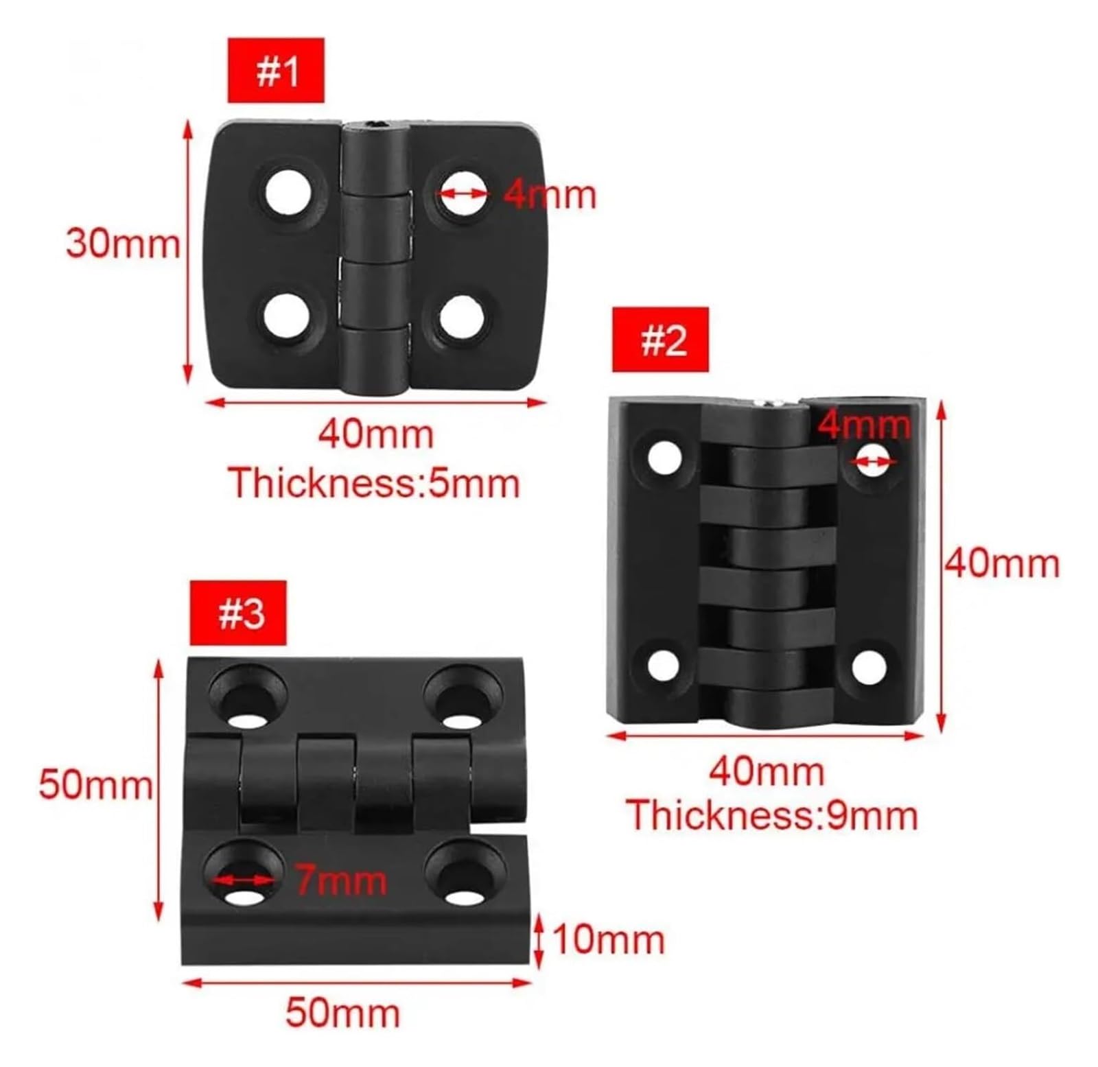 Bisagras for puertas de muebles, 10 piezas de bisagras de nailon negras for accesorios de perfil de aluminio 2020,3030,4040,4545(4040)