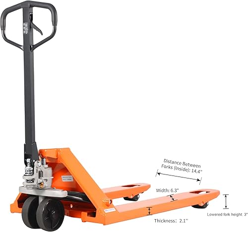 Miniatura 3 de Tory Carrier Manual Pallet Jack 6600 Lb. Capacidad, Camión de Paleta 48 × 27 W Horquilla Tamaño Standard Duty Hand Trucks