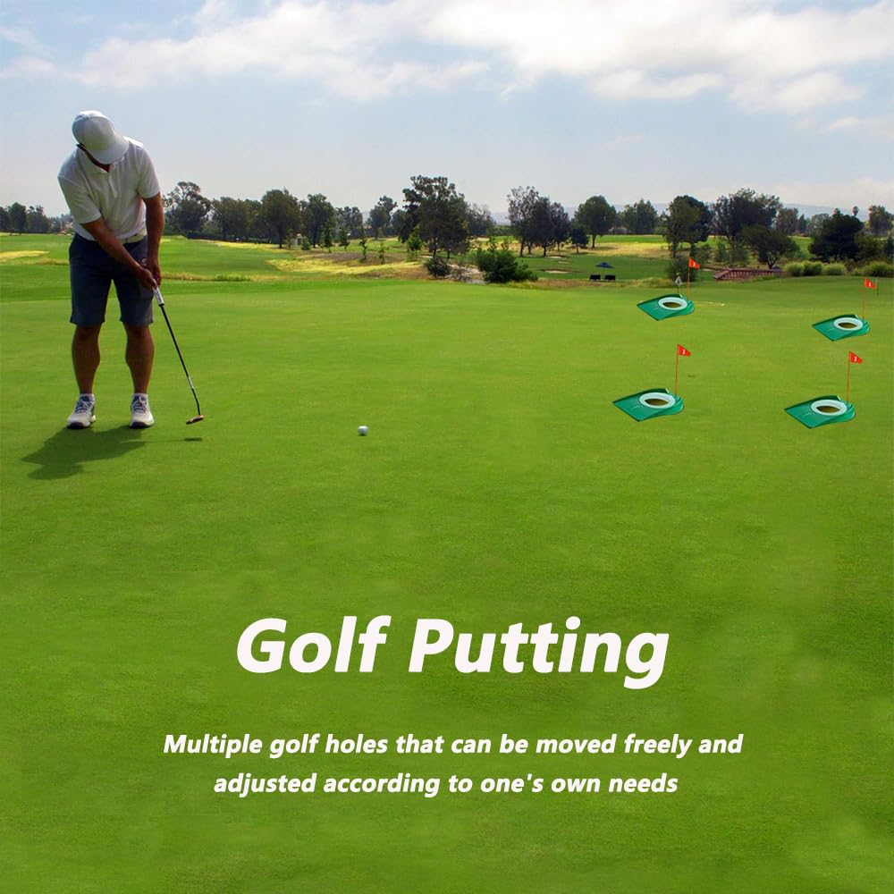 LOOEEL 4 PCS Golf Putting Cup Golf Hole Training,Suitable for Teenagers and Adults Hole Training with Plastic Flags Putting Cup,Used for Indoor and Outdoor Practice.