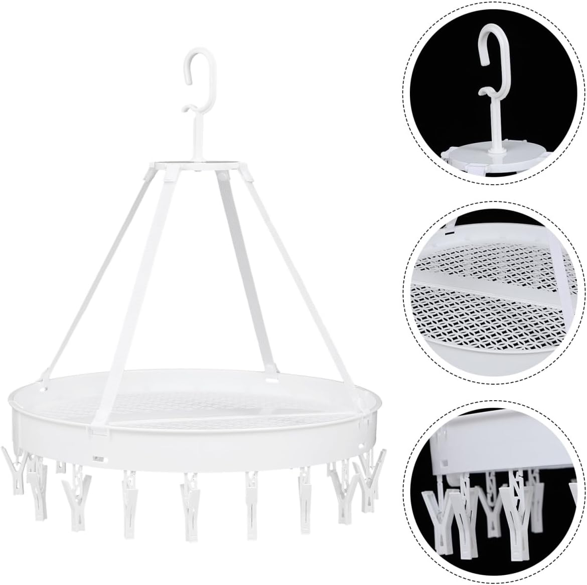 Zerodeko Multipurpose Bras and Socks Drying Rack Foldable Single-Layer White Clothes Hanger Windproof Indoor Balcony Laundry Organizer