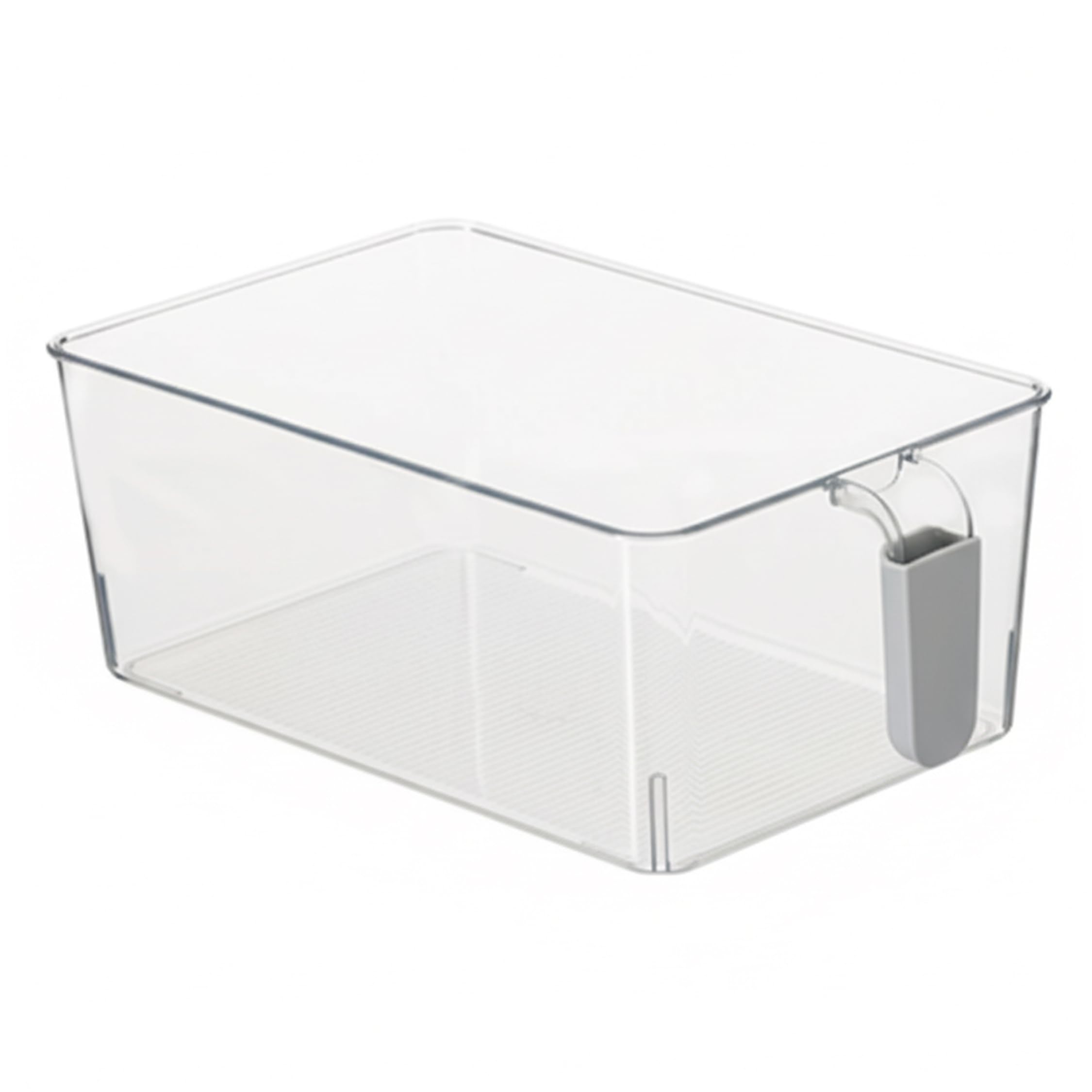 Monwssoe Container Sets, Ice Container For Freezer Drawer-style Freezer Ice Bin Food-grade Pet High-transparent Storage Bin With Handle, Refrigerator Organizer, Gray