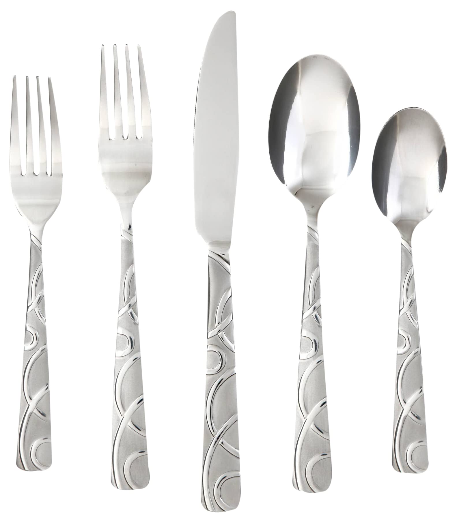 Cambridge Silversmiths Conquest Sand 30-Piece Flatware Silverware Set, Service for 6, Includes Forks/Spoons/Knives