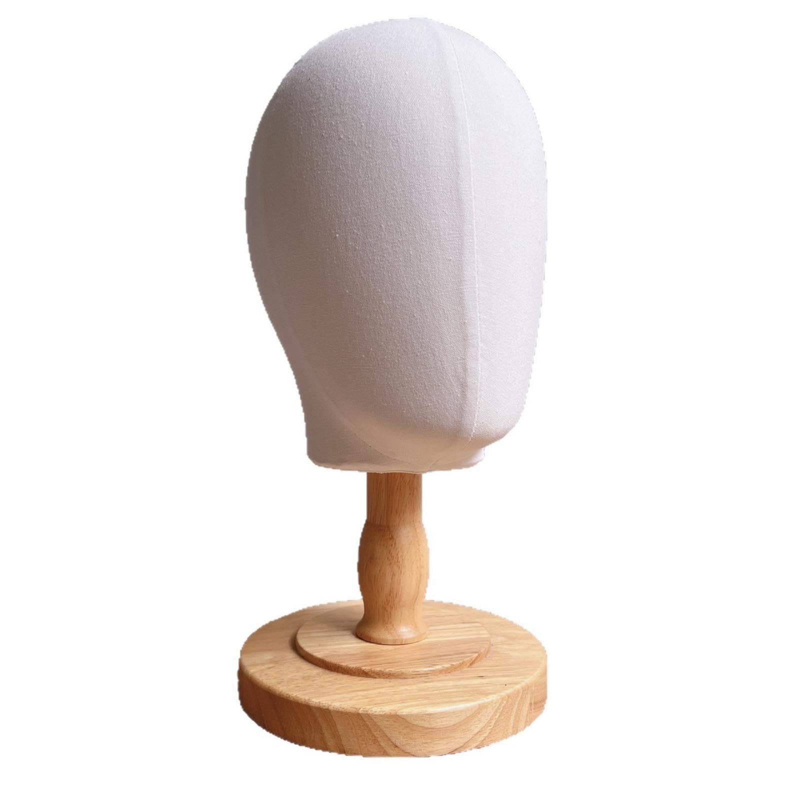 Mannequin Head with Wood Stand textileCovered Hairpiece Stand with Wooden Base Sturdy Accepts Pins Head Form for Hairstylists, Salons, Studios-image-45