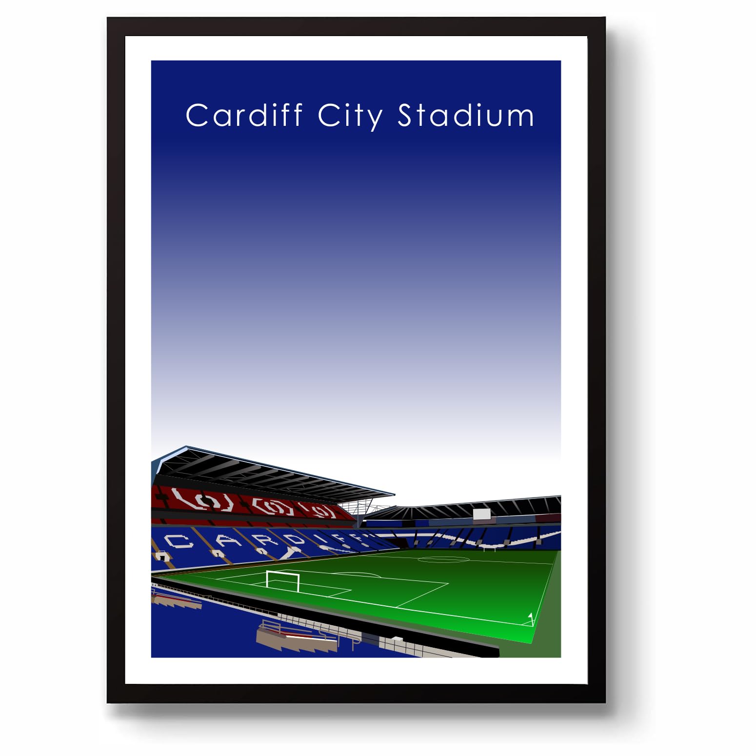 GroundDesigns CARDIFF CITY STADIUM Football Gift Art Unframed A3 Print