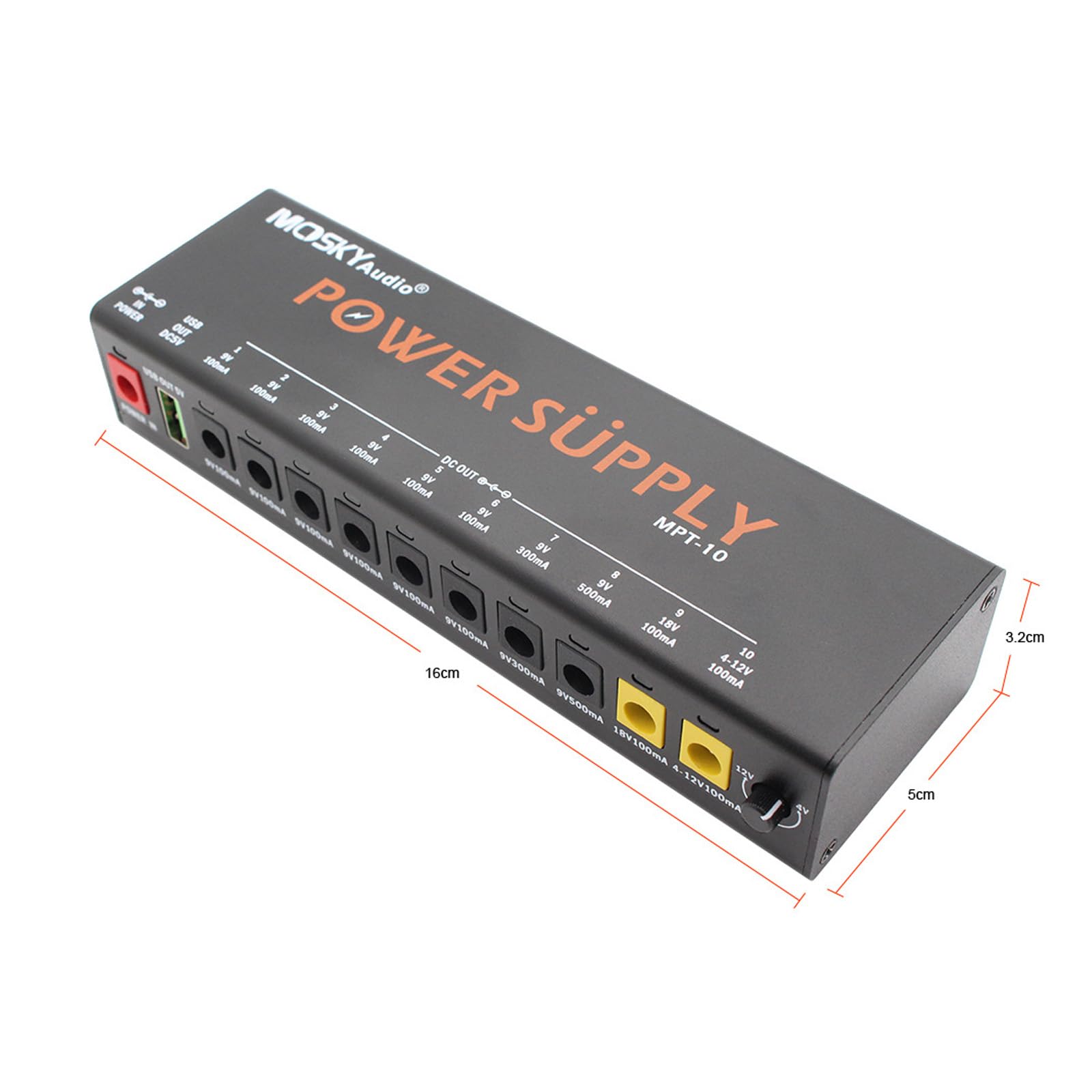 Netzteil für Gitarrenpedale 11-Kanal-Gitarrenpedal-Netzteil mit unabhängigem Kurzschlussschutz, Pedalboard-Netzteil für 9V/12V/18V-Effektpedal