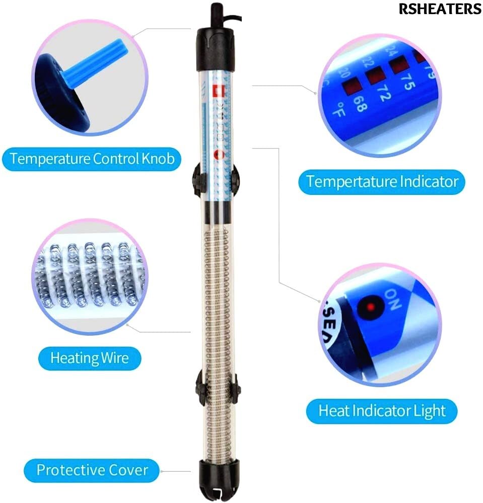 kickAt Fully Automatic ON Off Fish Tank Heater with Temperature Control knob (100watt) Submersible Aquarium Immersion Heater 1