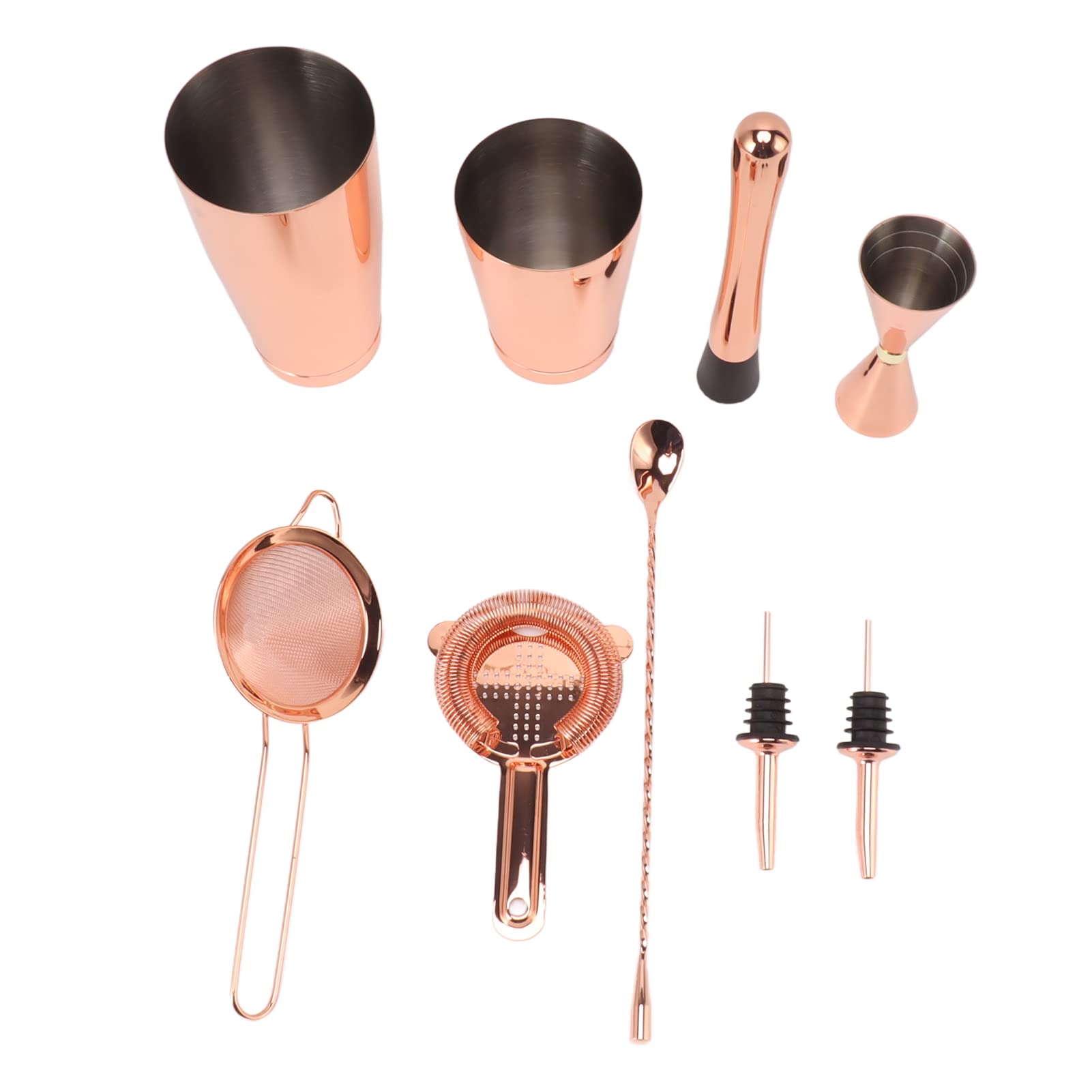 Kit Bartender Acero Inoxidable 9 Piezas |Juego de coctelera Boston para cócteles/Bebidas Mixtas/Bebidas Calientes |Mezclador Fuerte Que Mantiene Las Bebidas frías o Calientes por (Tipo A)