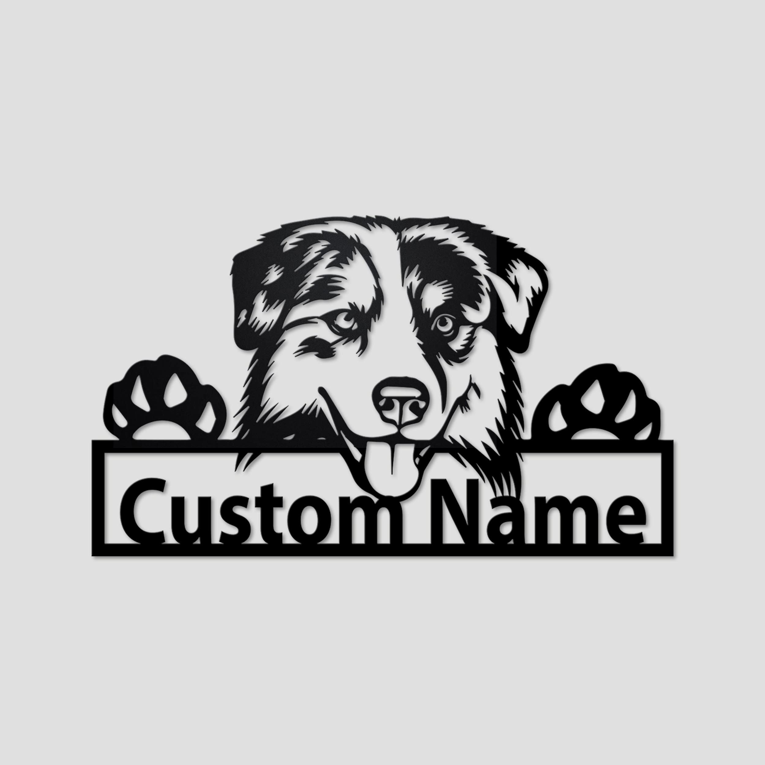 Personalized Australian Shepherd Signs, Custom Dog Sign Outdoor Decor, Australian Shepherd Statue Wall Art, Pet Lover Gift, Dog Name Plaque, Fence Decoration, Address Sign, Porch Decor