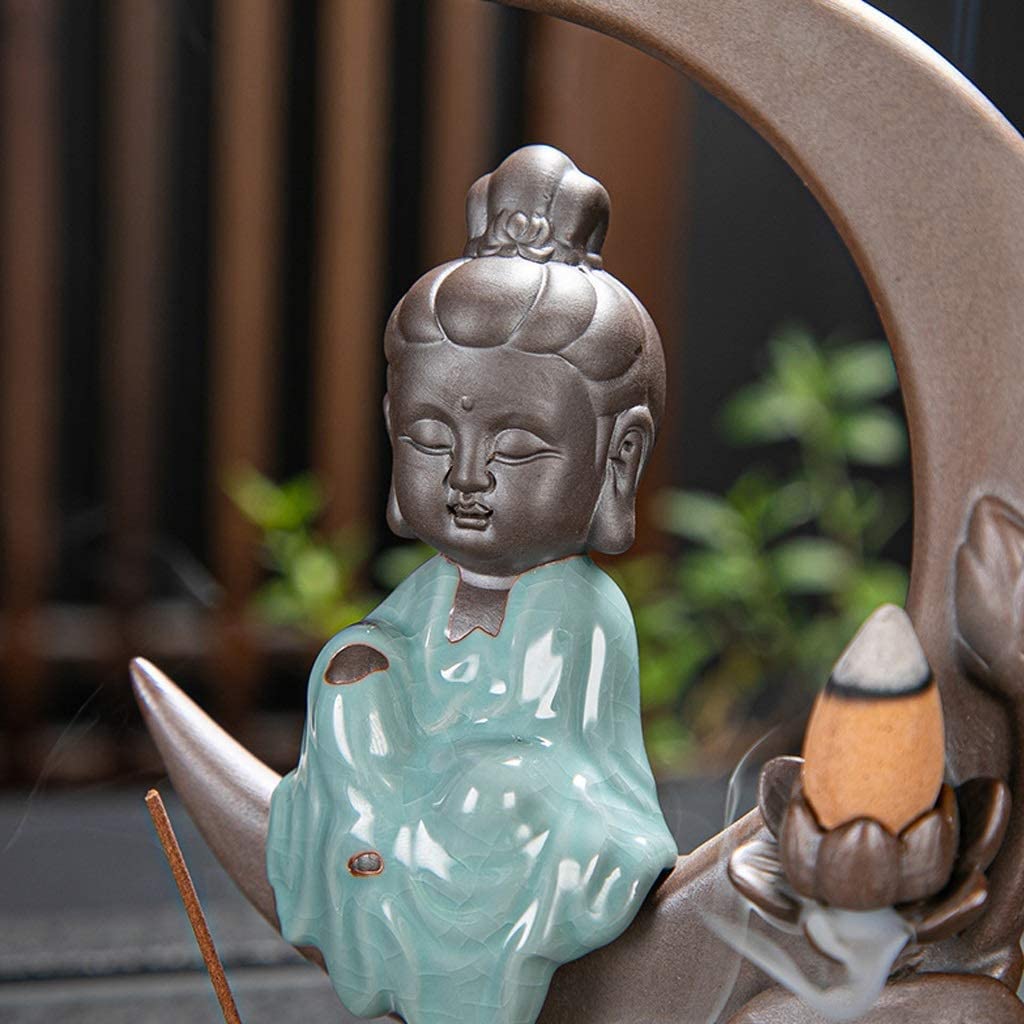 RäuRäuchergefäß Räuchergefäß-Dekor Wasserfall-Räuchergefäß-Halter-Statue-Dekoration-Rückfluss-Räucherstäbchen-Halter Incense Burner
