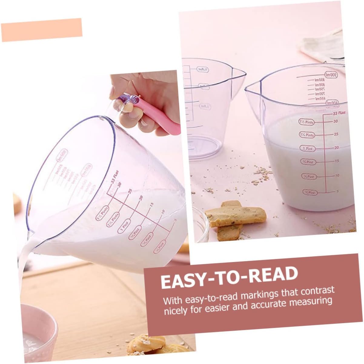 3pcs Baking Measuring Cup Liquid Measuring Cups Home Tools Plastigauge Measuring Cup for Drinks Multipurpose Tool Milk Tea Cup Kitchen Utensil Mug Multifunction Plastic re-usable