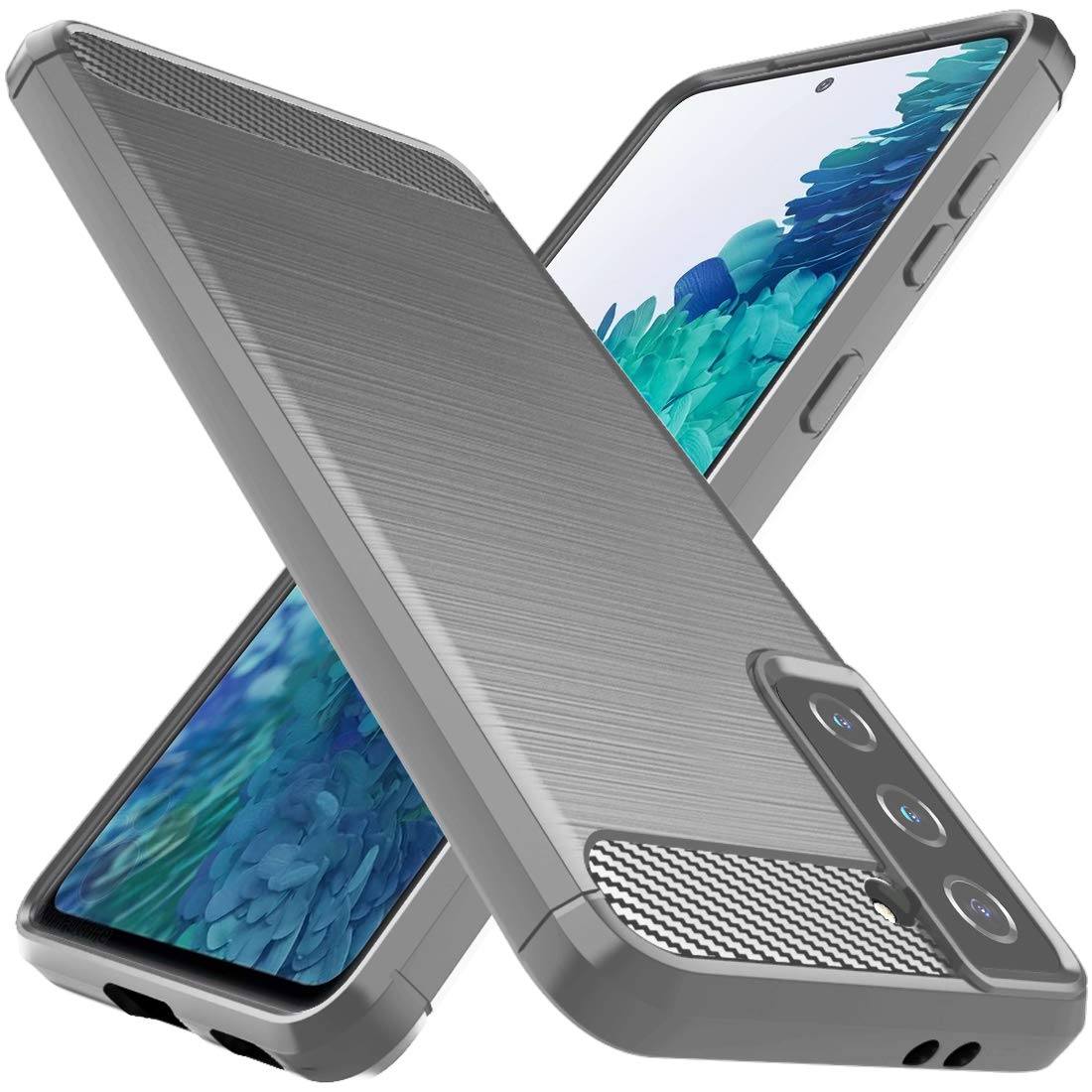 Osophterfor Galaxy S21 Case,Samsung S21 Case Shock-Absorption Flexible TPU Rubber Protective Cell Phone Cover for Samsung Galaxy S21 5G(Gray)