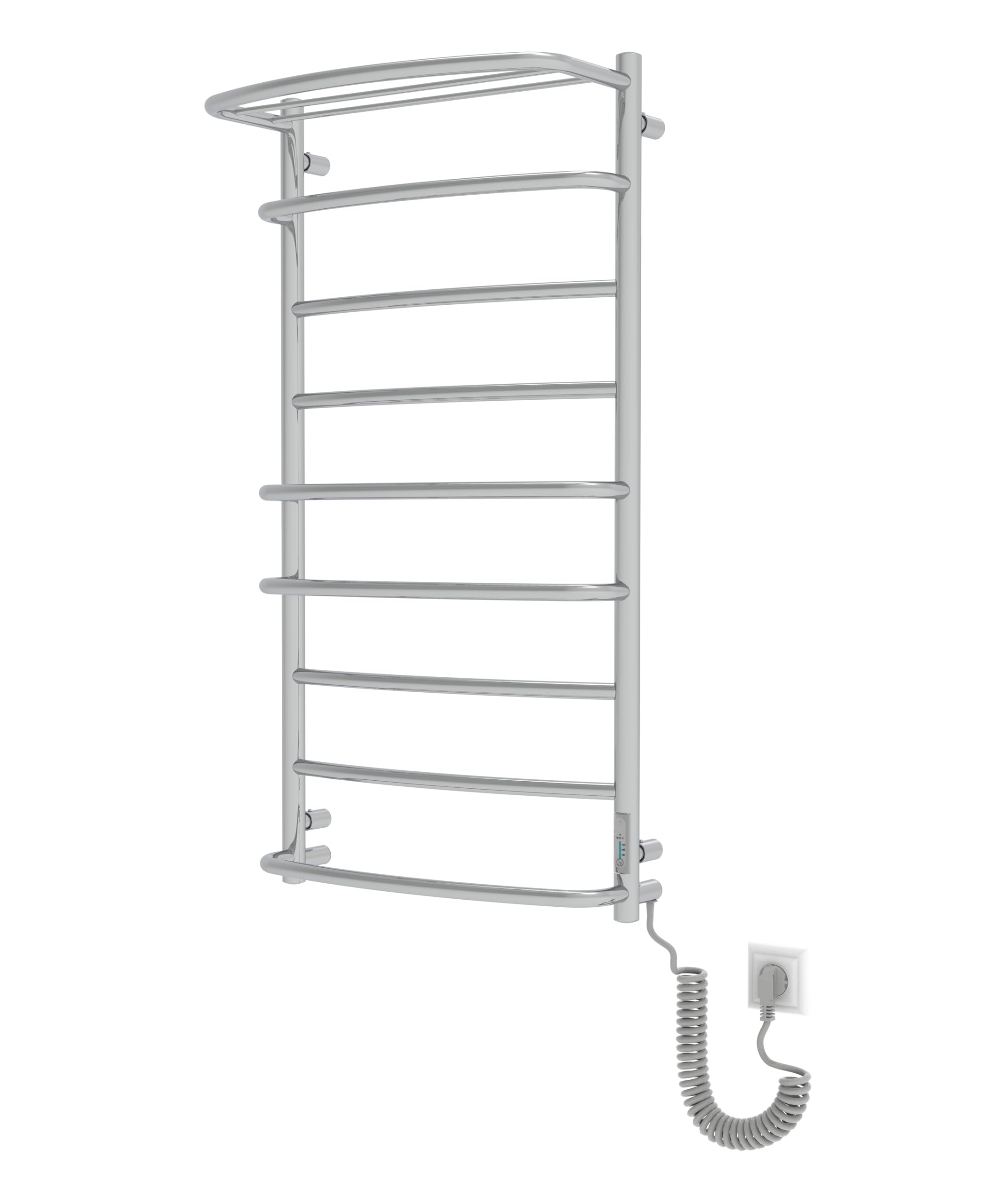 Elna Scaldasalviette Cromato - 168W - 1005x530mm - Elettrico con Ripiano - Per Bagno di famiglia & Casa - Acciaio Inox - Con Termostato, Timer & Eco - IP44 - Montaggio a parete