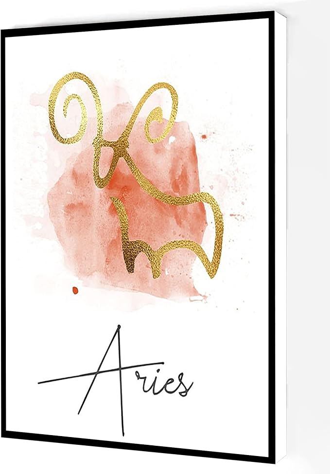 Zodiac Canvas Wall Art,Aries Star Sign Poster,Astrology Prints Modern Artwork Painting For Living Room Office Home Decoration 8''x12'' Framed