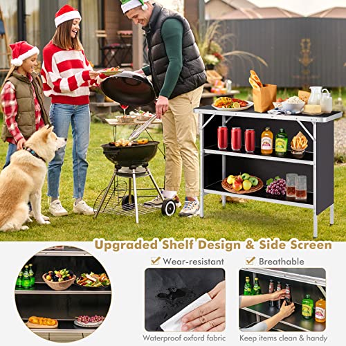 Image of COSTWAY Folding Picnic Camping Table, Portable Camping Table with Carry Bag