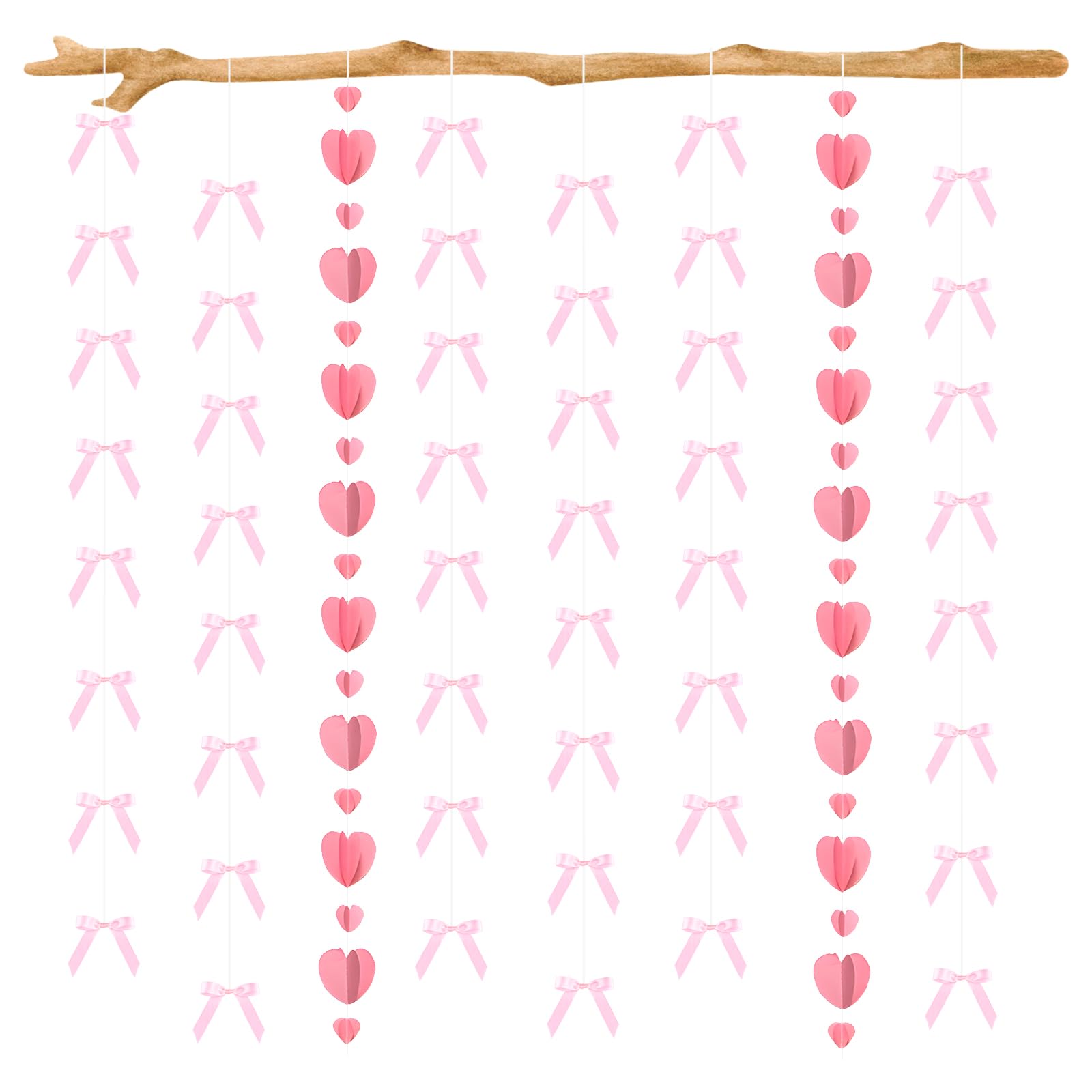 Guirlandes ruban cœur rose pour anniversaire fille et baby shower