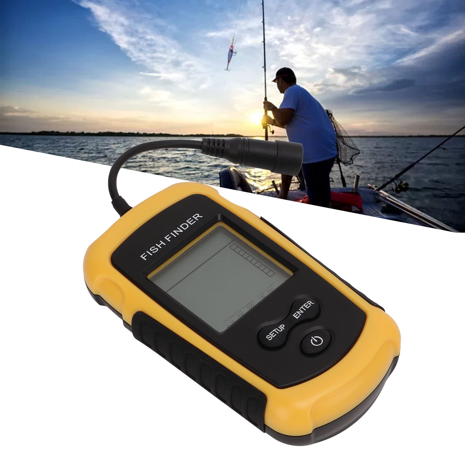 Pilipane Ecoscandaglio Portatile Per Pesci, Attrezzatura Da Pesca Per Barche Da Kayak Da Ghiaccio In ABS, Ecoscandaglio Subacqueo Intelligente Con Sonda, 100 M Di Profondità, 200 KHz