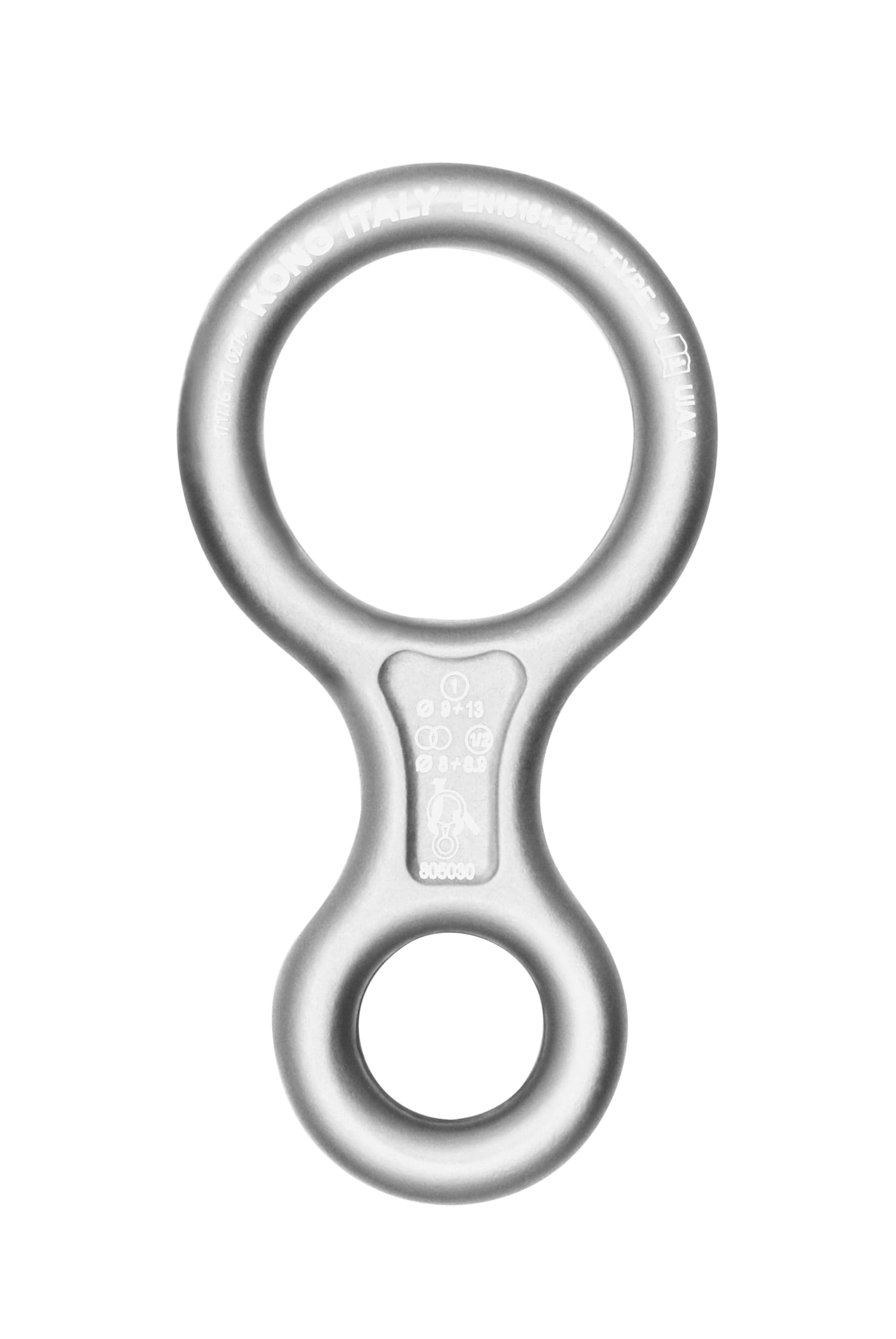 Kong. 8 Classic – Discensore in Alluminio. Controllo Fluido della Discesa. per Corde 9-12mm. Leggero e Resistente. Made in Italy. Certificato EN 15151-2 UIAA. Peso 110g.