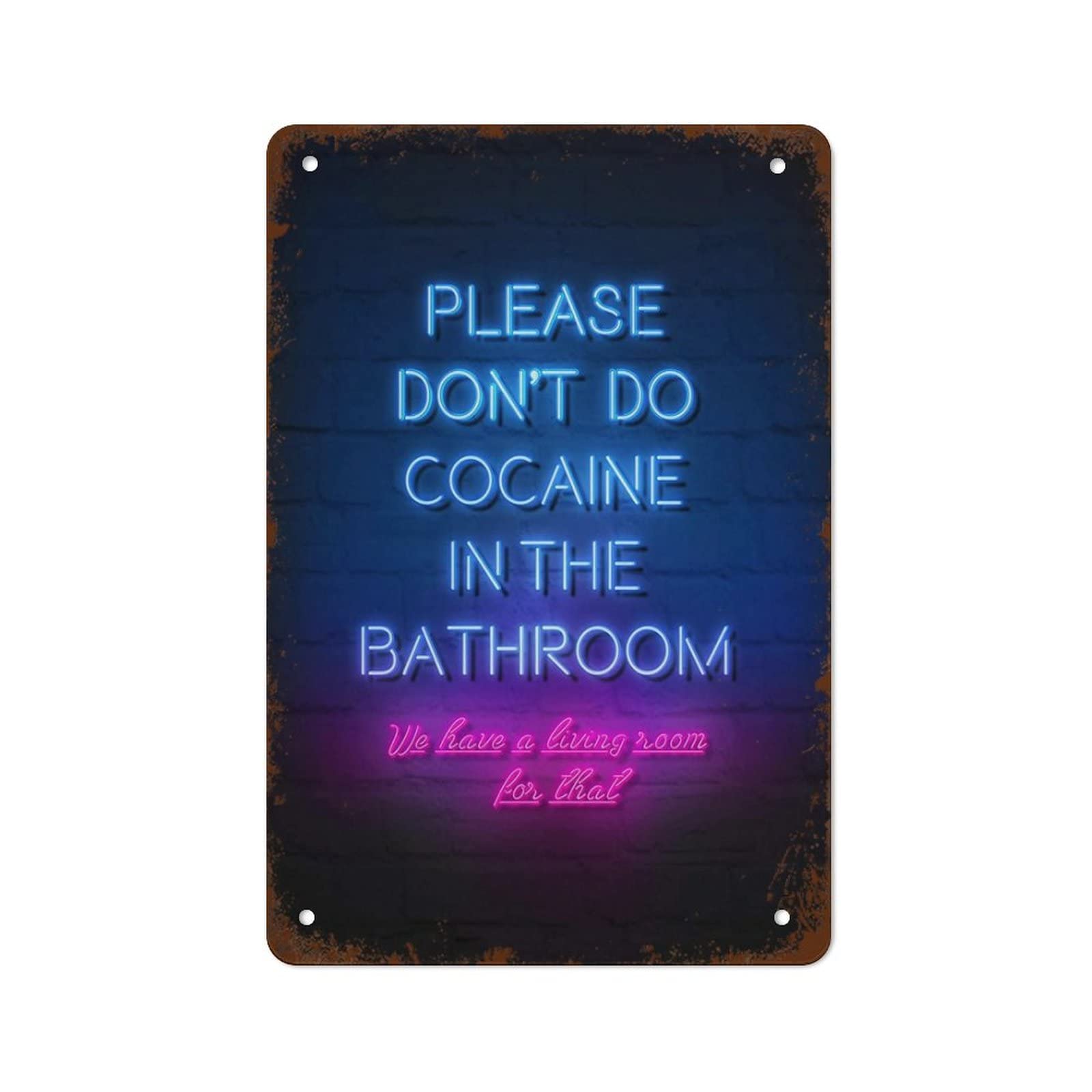 Pibonto Wall Art Metal Tin Sign Vintage Metal Signs Please Don‘t Do Cocaine In The Bathroom Vintage Wall Decor Retro Art Tin Sign Funny Decorations For Home Bar Pub Cafe Farm Room Metal Poster 5.5X8 Inch