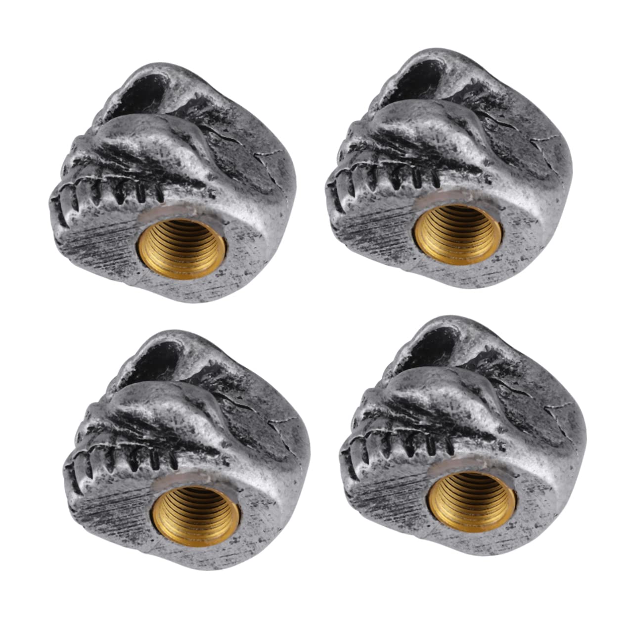 GLEAVI 3sätze Skull Ventilkappen Für Motorräder Und Fahrräder Kreatives Design Silber Schützt Vor Schmutz Und Feuchtigkeit Einfache Installation Zubehör Für Biker Und Radfahrer