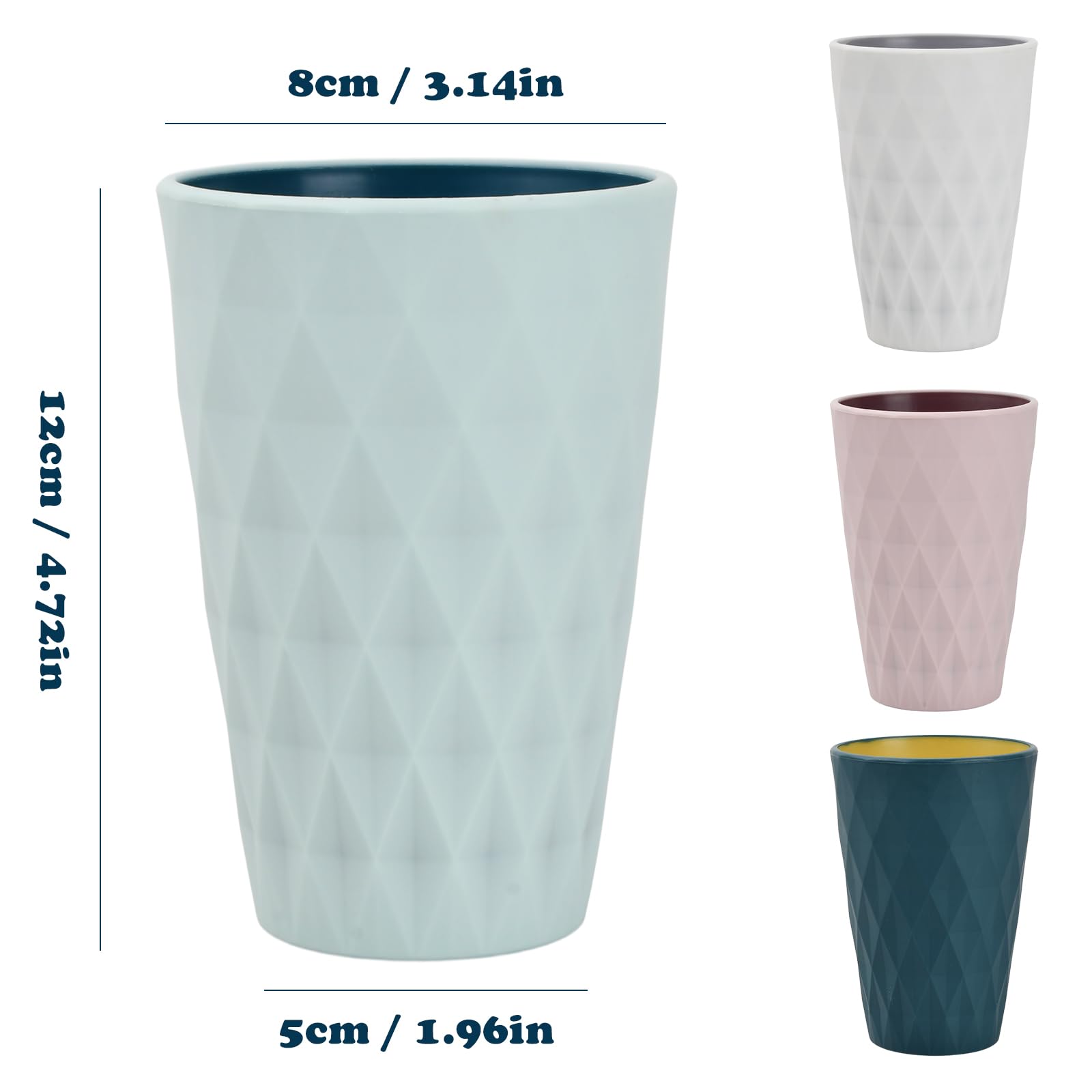 4 PCS Vasos para Cepillos,Vaso de Enjuague Bucal Simple,Taza de Plástico, Vaso Cepillo de Dientes Bañ, Diseño de Estilo Nórdico, para Viajes, Camping, Baño, Accesorios de Baño Ordenados