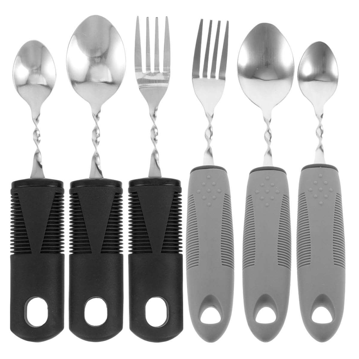 Cubiertos Adaptados Antiestrés 6 Piezas Mangos de Goma Antideslizantes, Plegables y Ergonómicos para Personas Mayores y Discapacitados, Utensilios de Acero Inoxidable para Uso