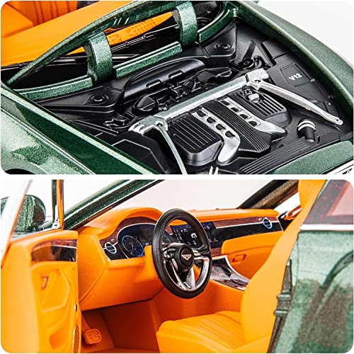 Image of 1:24 Bentley Continental GT Scale Die-cast Alloy Pull Back Toy Car for Kids Openable Doors Light & Music Big Size Metal Vehicle Realistic Model Car for Boys and Girls Gift Idea (Green)
