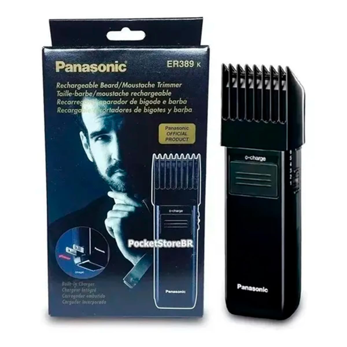 Aparador de Barba e Cabelo ER-389K, Sem Fio, Bateria Recarregável, 6 Posições de Corte