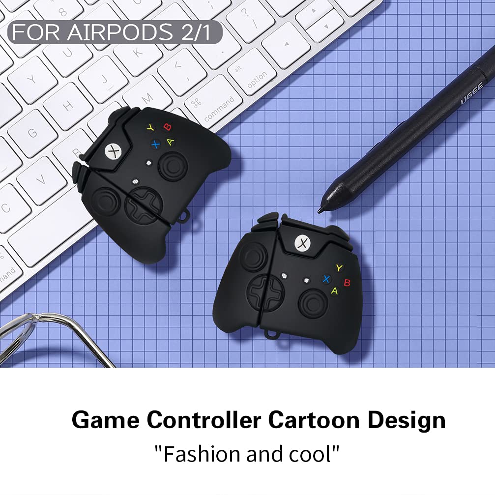 Cover for Airpods 2/1 Case, WQNIDE 6 in 1 Accessories Set Protective Airpods Cover, Unique Fashion Funny Cute 3D Cartoon Game Controller AirPod Silicone Case Cover Design for Boys Girls Men